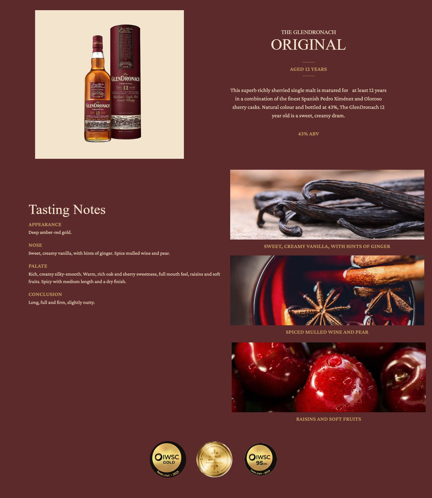 The Glendronach Original 12 Year Old Matured in the finest Pedro Ximenez and Oloroso Sherry Casks from Spain Highland Single Malt Scotch Whisky ABV 43% Vol 70cl / 700 ml x 2 Bottles (Bundle)