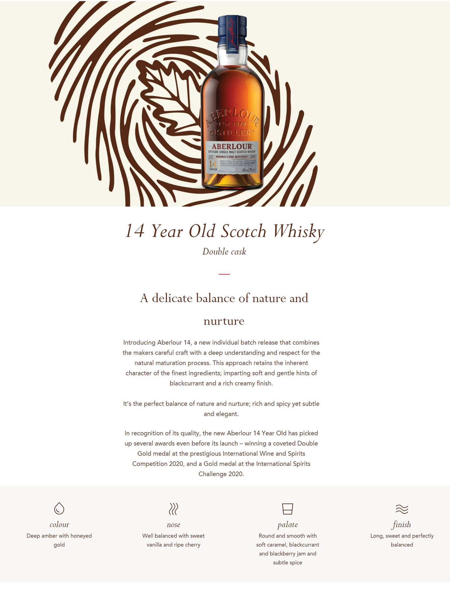 Aberlour 14 Year Old Double Cask Speyside Single Malt Scotch Whisky ABV 40% 70cl