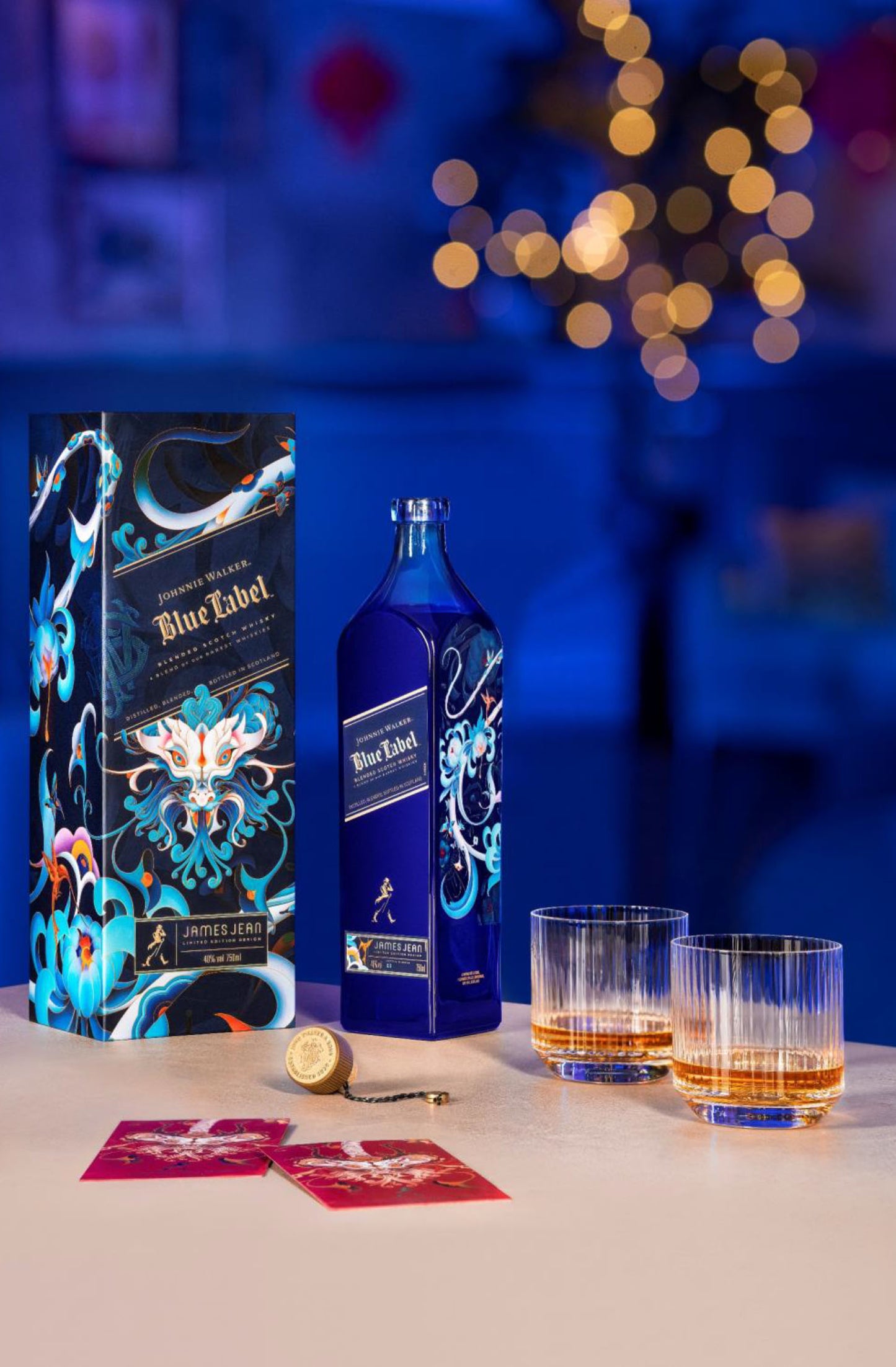 (BFCM Sale) Johnnie Walker Blue Label Year of the DRAGON (Limited Edition Design 2024) Blended Scotch Whisky ABV 40% Vol 750ml / 75cl with Gift Box