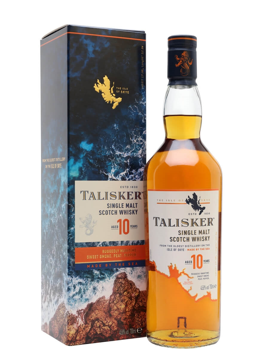 Talisker 10 Year Old Isle of Skye Single Malt Scotch Whisky ABV 45.8% Vol 70cl / 700ml (With Gift Box)