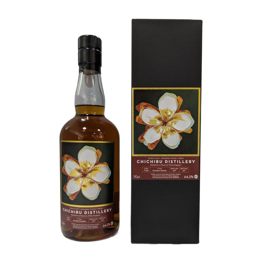 (12.12xChristmas Sale) Ichiro's Malt Chichibu Distillery Single Cask #7248 1st Fill Bourbon Barrel Singapore Flower #3 Single Malt Japanese Whisky ABV 64.2% Vol 70cl / 700ml
