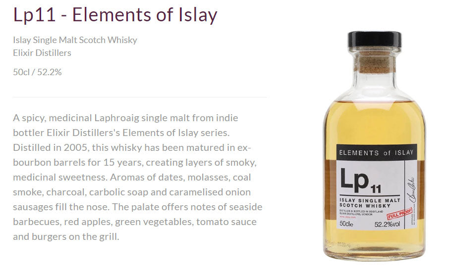 Elements Of Islay Lp11 Islay Single Malt Full Proof ABV 52.2% Vol 50cl / 500ml