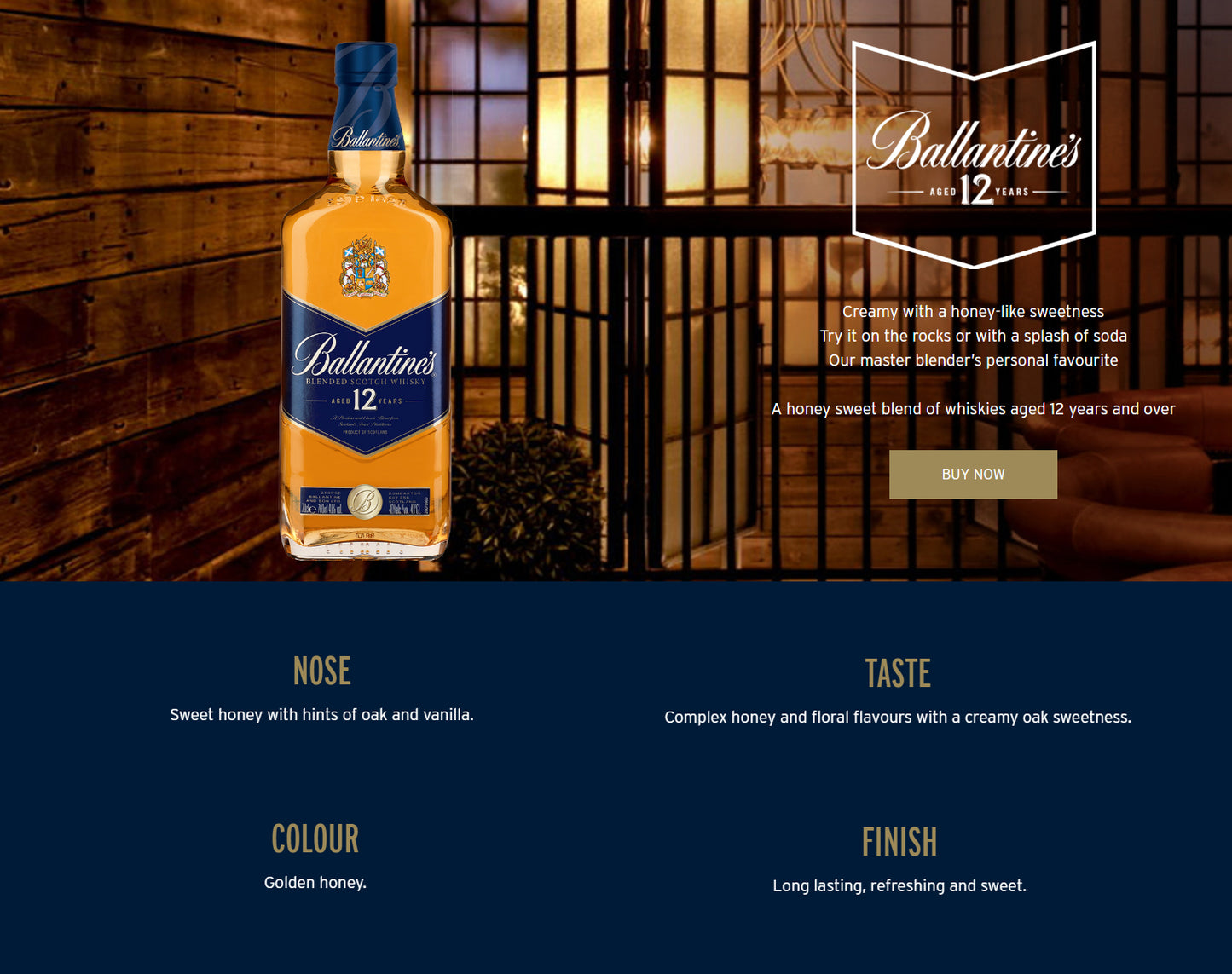 Ballantine's 12 Year Old Fully Oak Matured Blended Scotch Whisky ABV 40% 75cl/750ml (No Box)