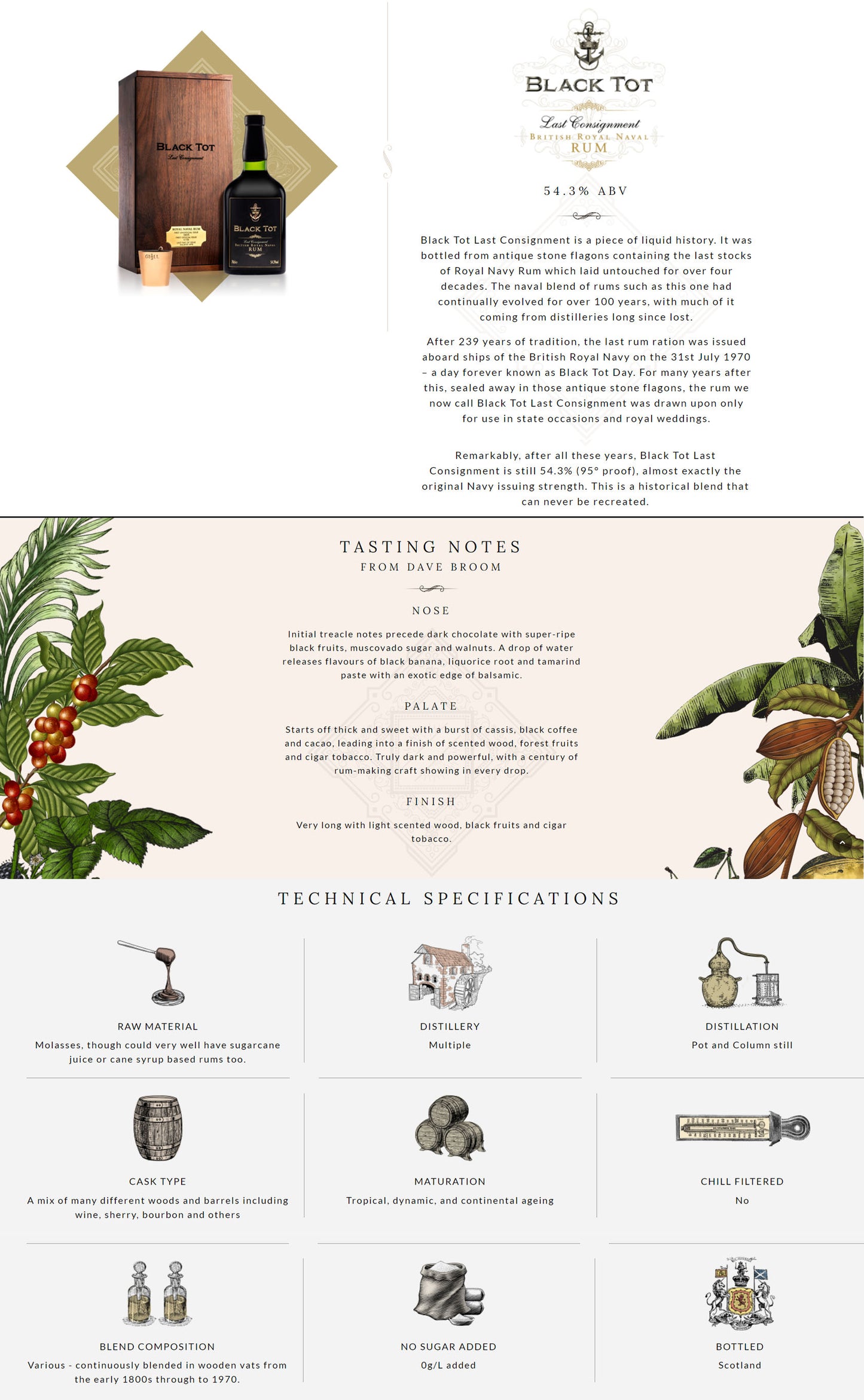 Black Tot British Royal Naval Rum Last Consignment ABV 54.30% Vol 70cl / 700ml