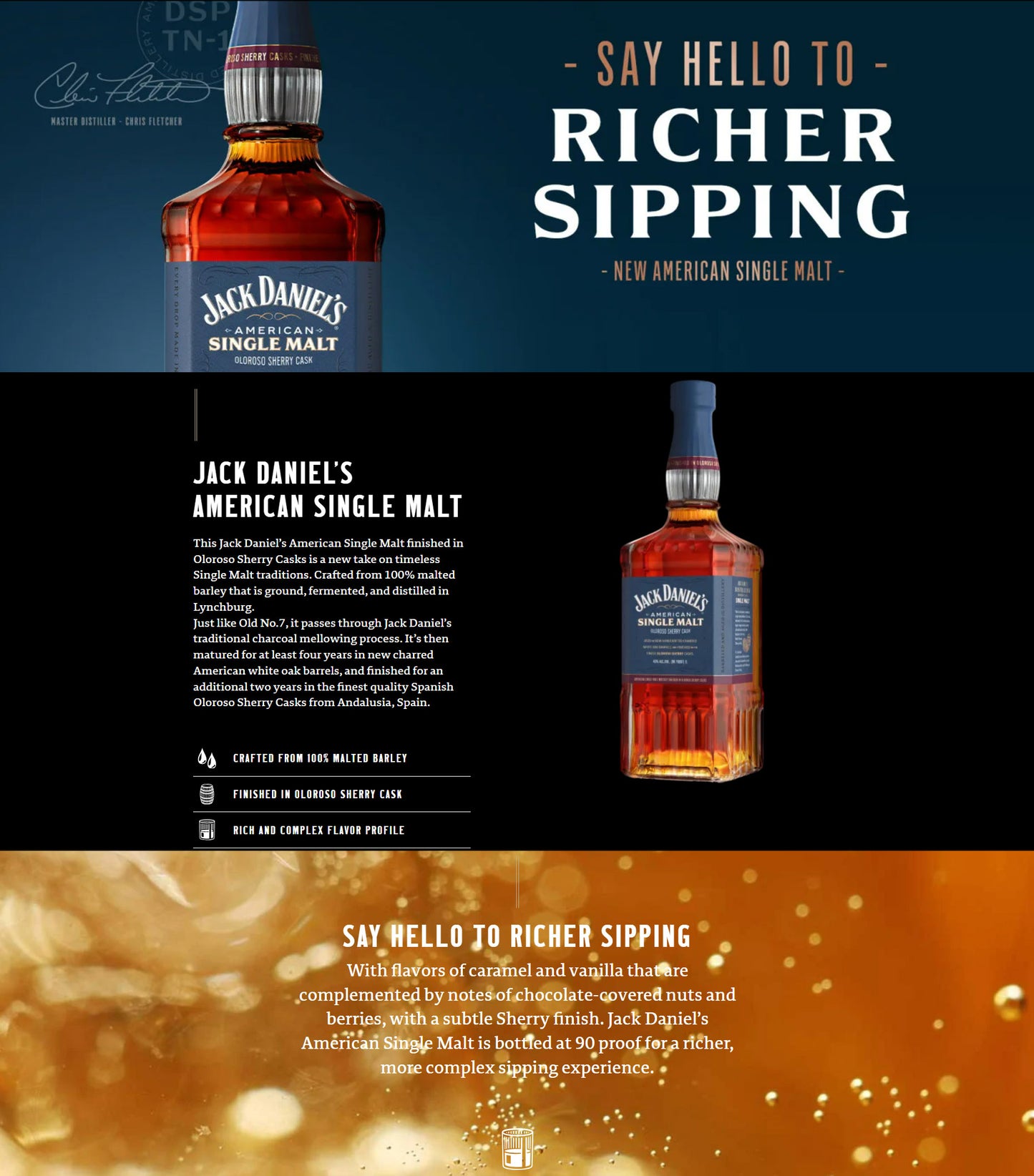 Jack Daniel’s Oloroso Sherry Cask American Single Malt Whisky ABV 45% Vol 100cl / 1000ml / 1L