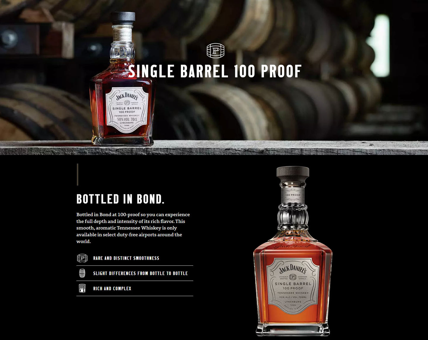Jack Daniel's Single Barrel 100 Proof Travelers' Exclusive Tennessee Whiskey ABV 50% Vol 75cl / 750ml