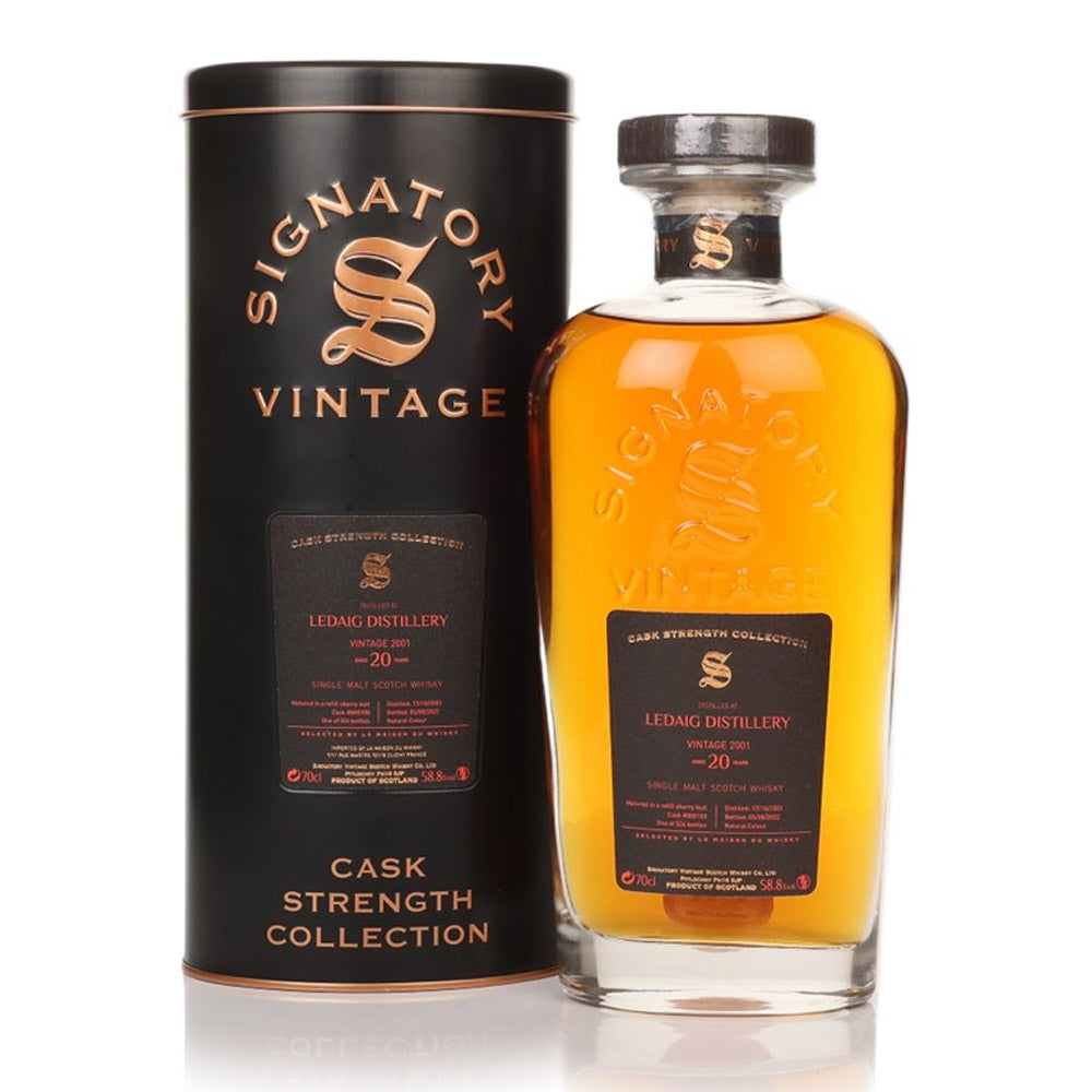 Ledaig Distillery 20 Year Old Vintage 2001 Cask Strength Collection Signatory Vintage Isle of Mull Single Malt Scotch Whisky ABV 58.8% Vol 70cl / 700ml