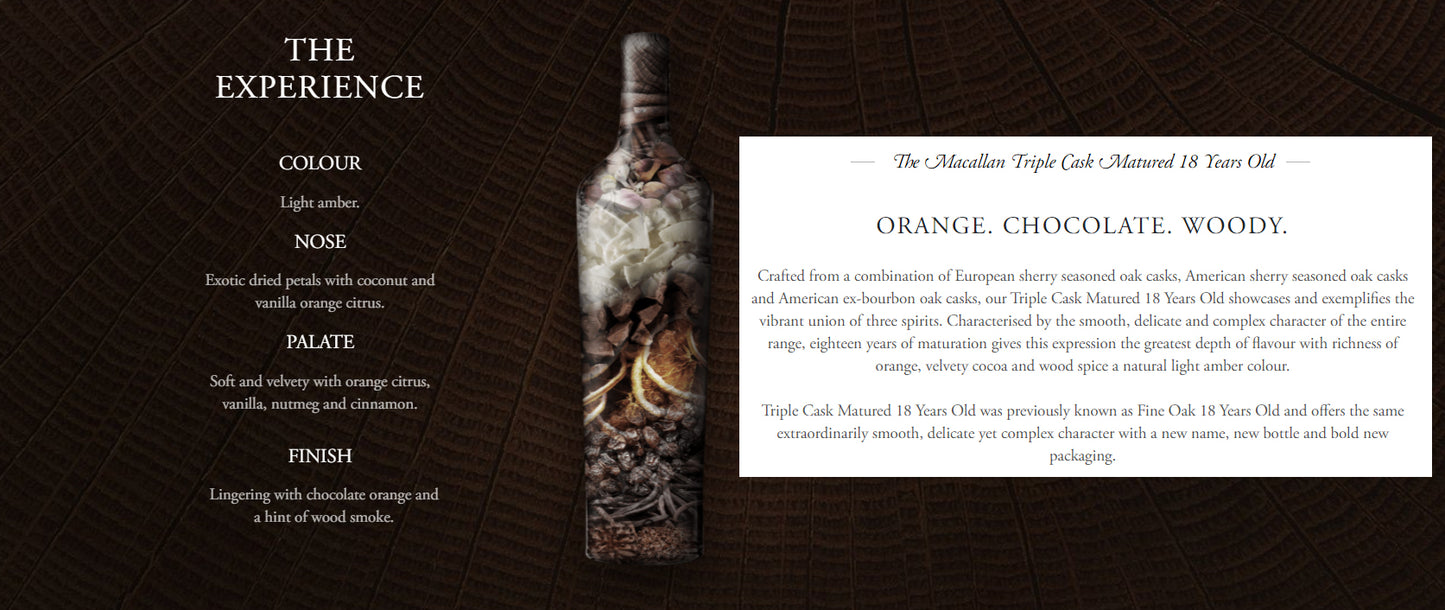 The Macallan 18 Triple Cask Matured Annual 2019 Release Highland Single Malt Whisky ABV 43% Vol 70cl / 700ml
