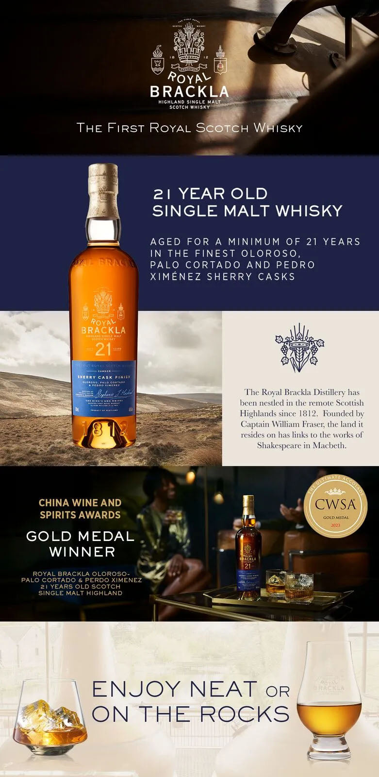 Royal Brackla 21 Year Old Highland Single Malt Scotch Whisky ABV 46% Vol 70cl / 700ml