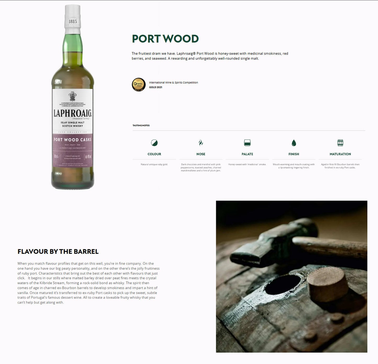 Laphroaig Port Wood Casks A Fruitier Expression Islay Single Malt Scotch Whisky ABV 48% Vol 700ml / 70cl