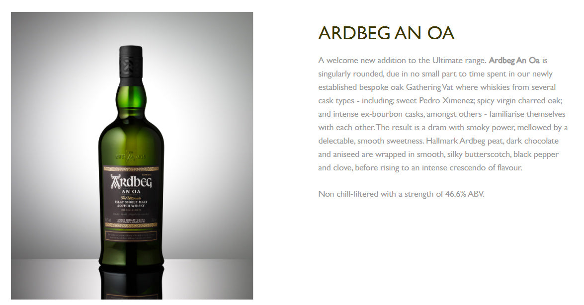 Ardbeg An Oa Islay Single Malt Scotch Whisky ABV 46.6% Vol 70cl / 700ml