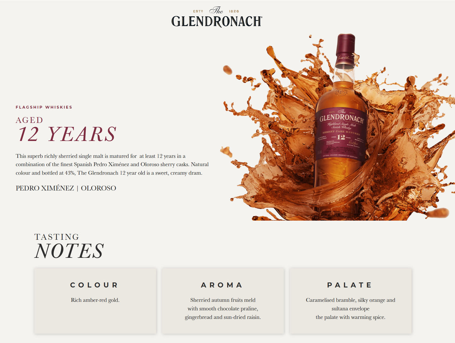 (12.12xChristmas Sale) The Glendronach 12 Year Old Pedro Ximenez Oloroso Sherry Spanish Oak Cask Matured Natural Colour Highland Single Malt Scotch Whisky ABV 43% 70cl / 700 ml x 2 Bottles