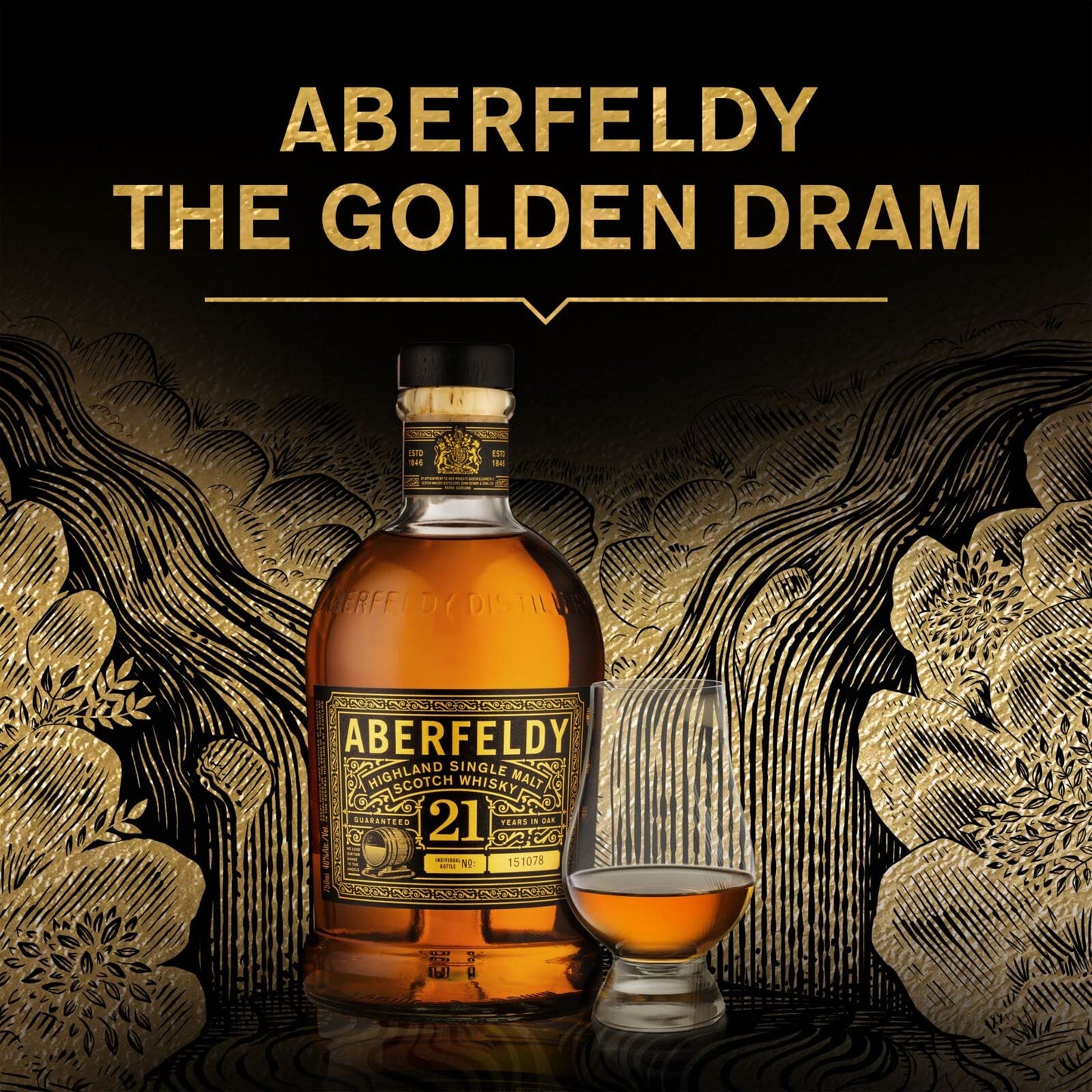 Aberfeldy 21 Year Old Highland Single Malt Scotch Whisky ABV 40% 75cl/750ml with Gift Box