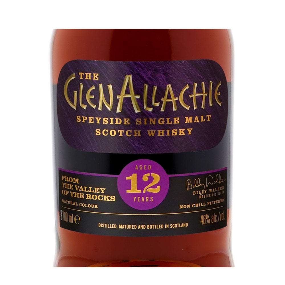 The Glenallachie 12 Year Old From The Valley Of The Rocks Speyside Single Malt Scotch Whisky ABV 46% Vol 70cl / 700ml (With Billy Walker Signature on the bottle)