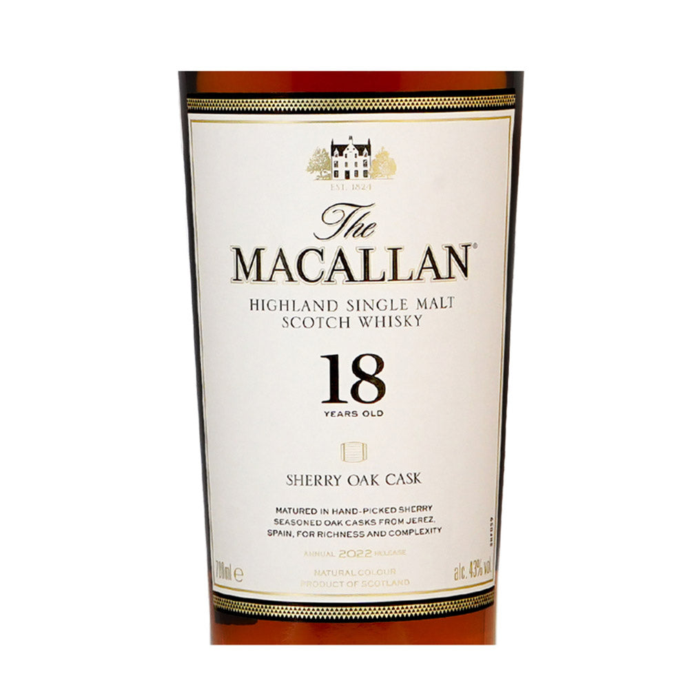The Macallan 18 Years Sherry Oak - 2022 Annual Release ABV 43% 700ml with Gift Box