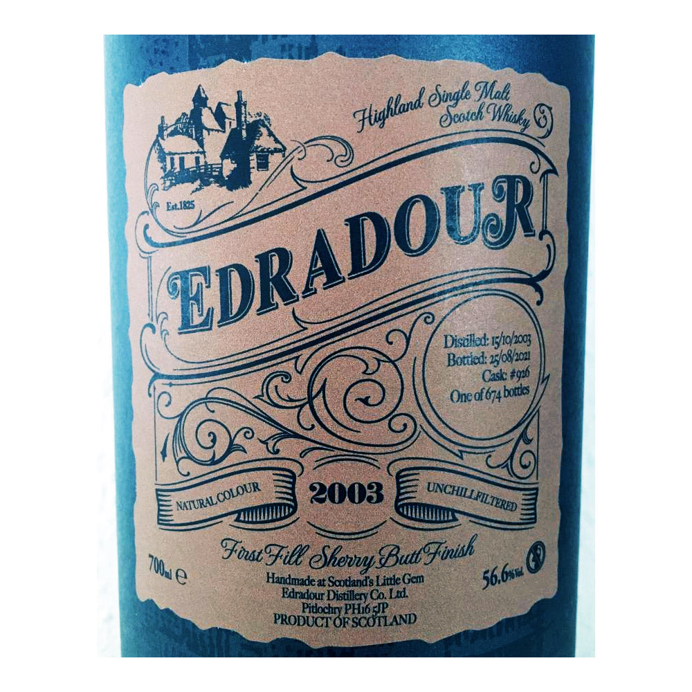 Edradour 17 Year Old 2003 1st Fill Sherry Butt Finish Highland Single Malt Scotch Whisky Cask #926 ABV 56.6% Vol 70cl / 700ml