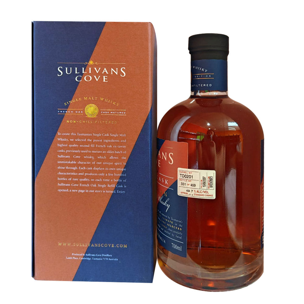 Sullivans Cove French Oak (Second Fill) Single Cask Tasmanian Single Malt Australian Whisky ABV 49.70% Vol 70cl / 700ml
