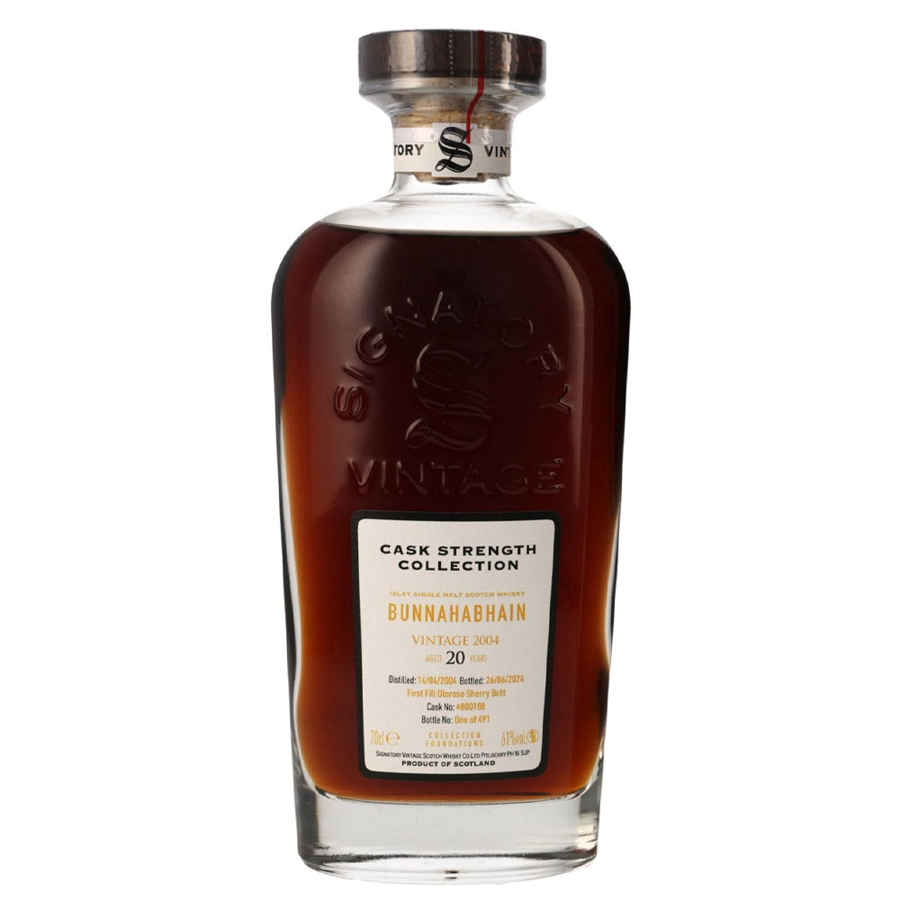 Bunnahabhain 20 Year Old 2004 Signatory Vintage Cask Strength Collection Islay First Fill Olorosso Sherry Butt Single Malt Scotch Whisky ABV 61% Vol 70cl / 700ml