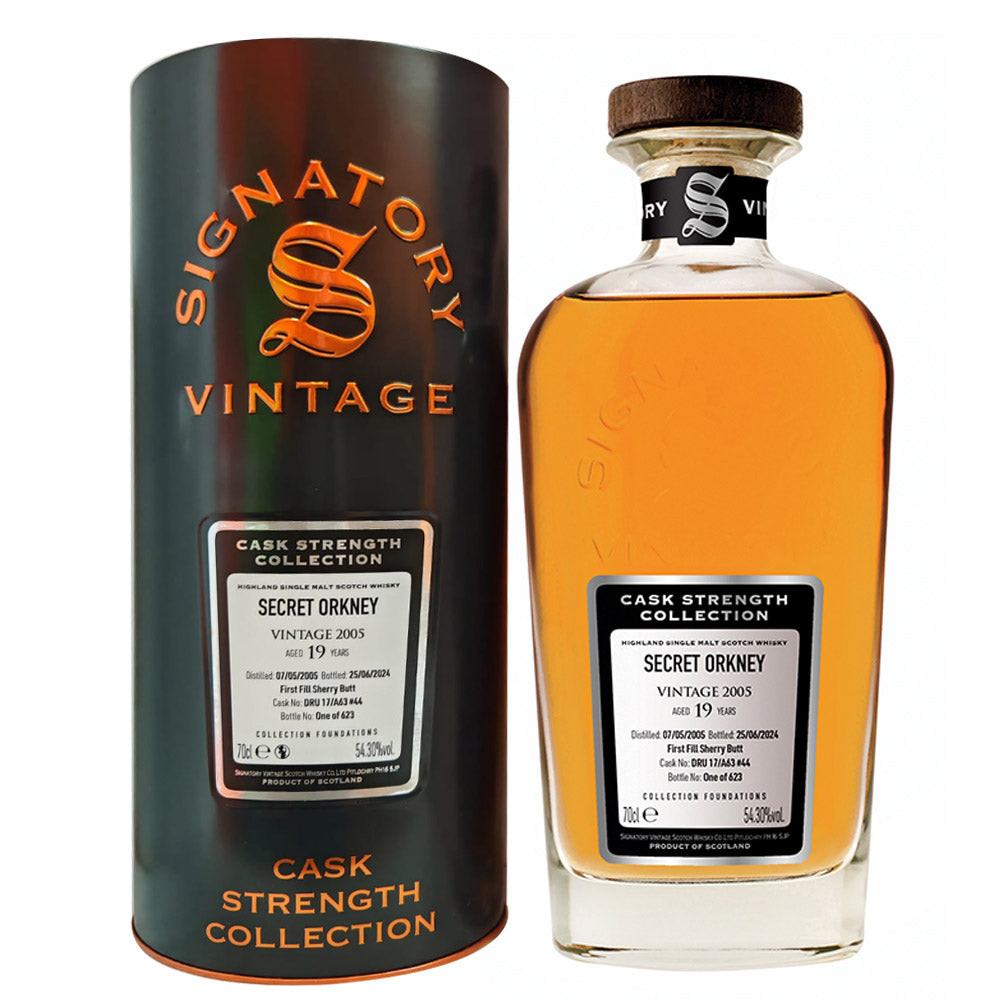 Secret Orkney 19 Year Old Vintage 2005 Signatory Vintage Cask Strength Highland Single Malt Scotch Whisky ABV 54.3% Vol 70cl / 700ml
