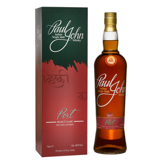 Paul John Port Select Cask Indian Single Malt Whisky ABV 48% Vol 70cl / 700ml (With Gift Box)