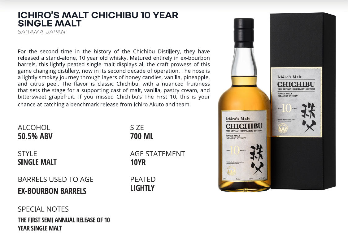 Chichibu 10 Year Old Single Malt Japanese Whisky ABV 50.5% 700ml