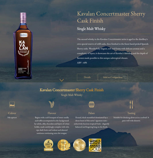 (1L) Kavalan Concertmaster Sherry Cask Finish ABV 40% 1000ml