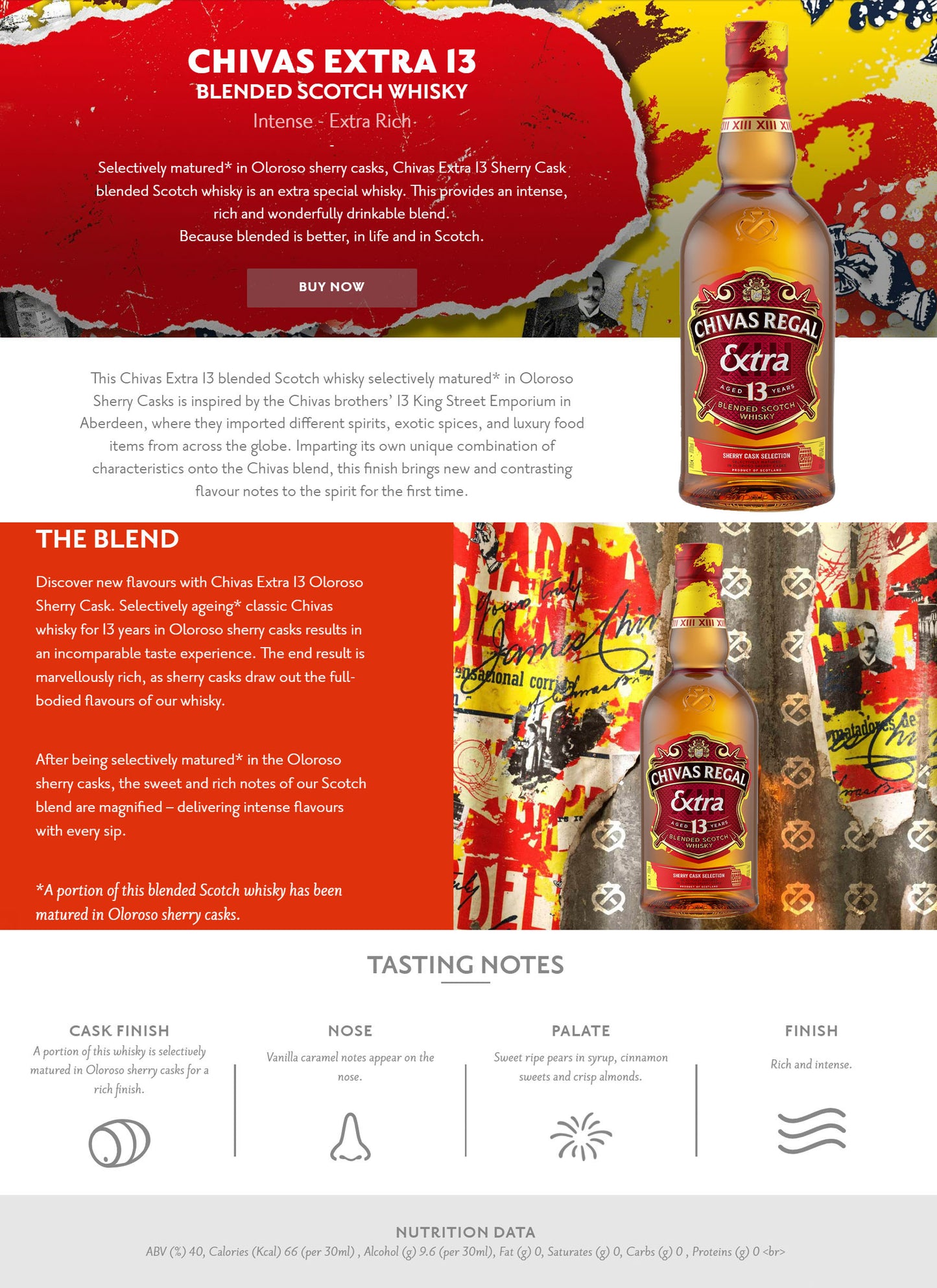 Chivas Regal 13 Year Old XIII EXTRA Sherry Cask Selection Selectively Matured in Olorosso Sherry Casks Blended Scotch Whisky ABV 40% 70cl/700ml (No Box)