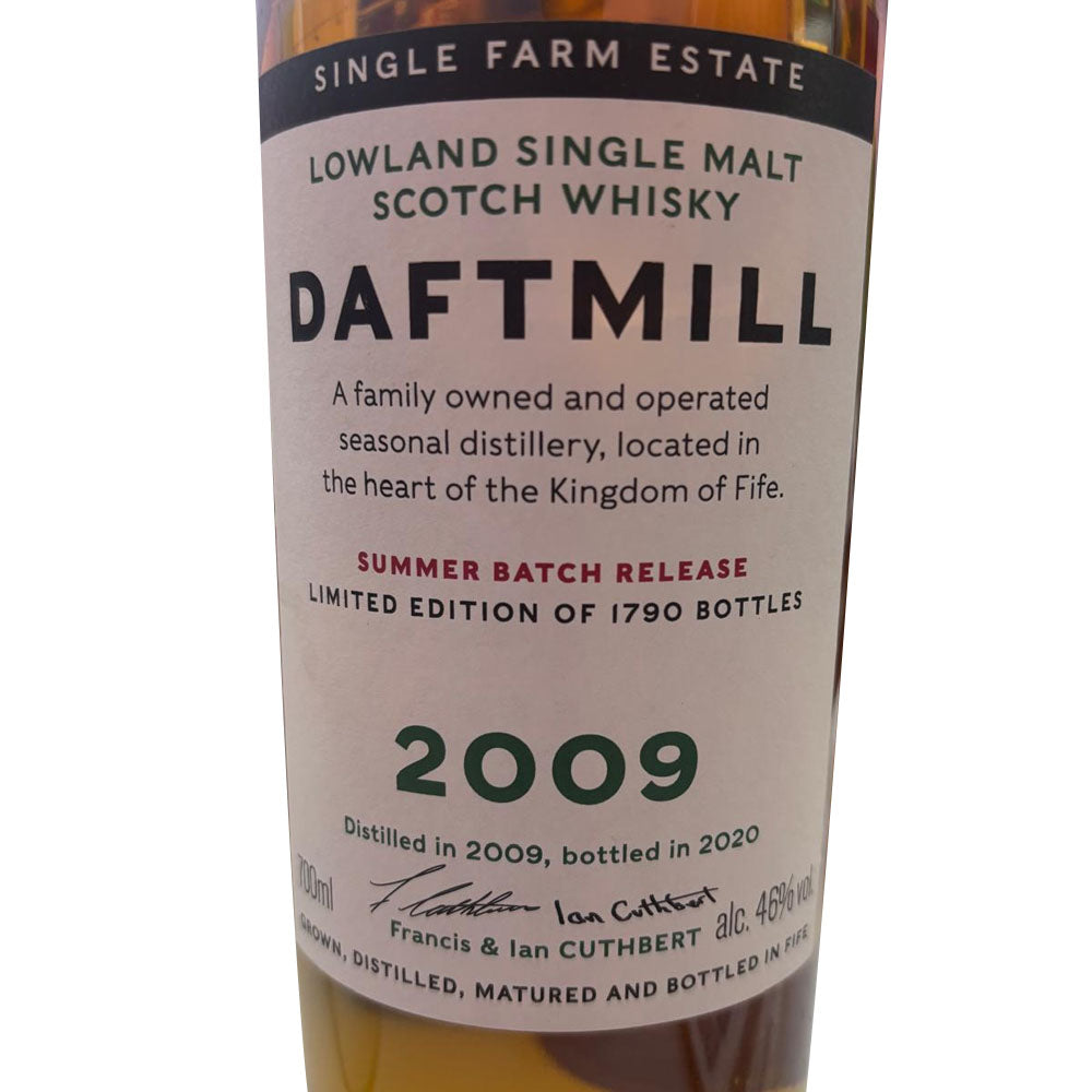 Daftmill Single Farm Estate Summer Batch Release Limited Edition Distilled 2009 Bottled 2020 Lowland Single Malt Scotch Whisky ABV 46% Vol 700ml / 70cl