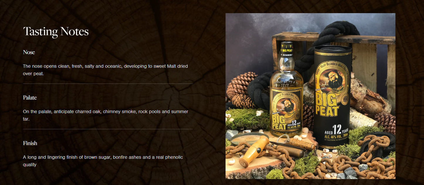 Douglas Laing's Big Peat 12 Years old Islay Blended Malt Scotch Whisky ABV 46% Vol 700ml / 70cl With Gift Box