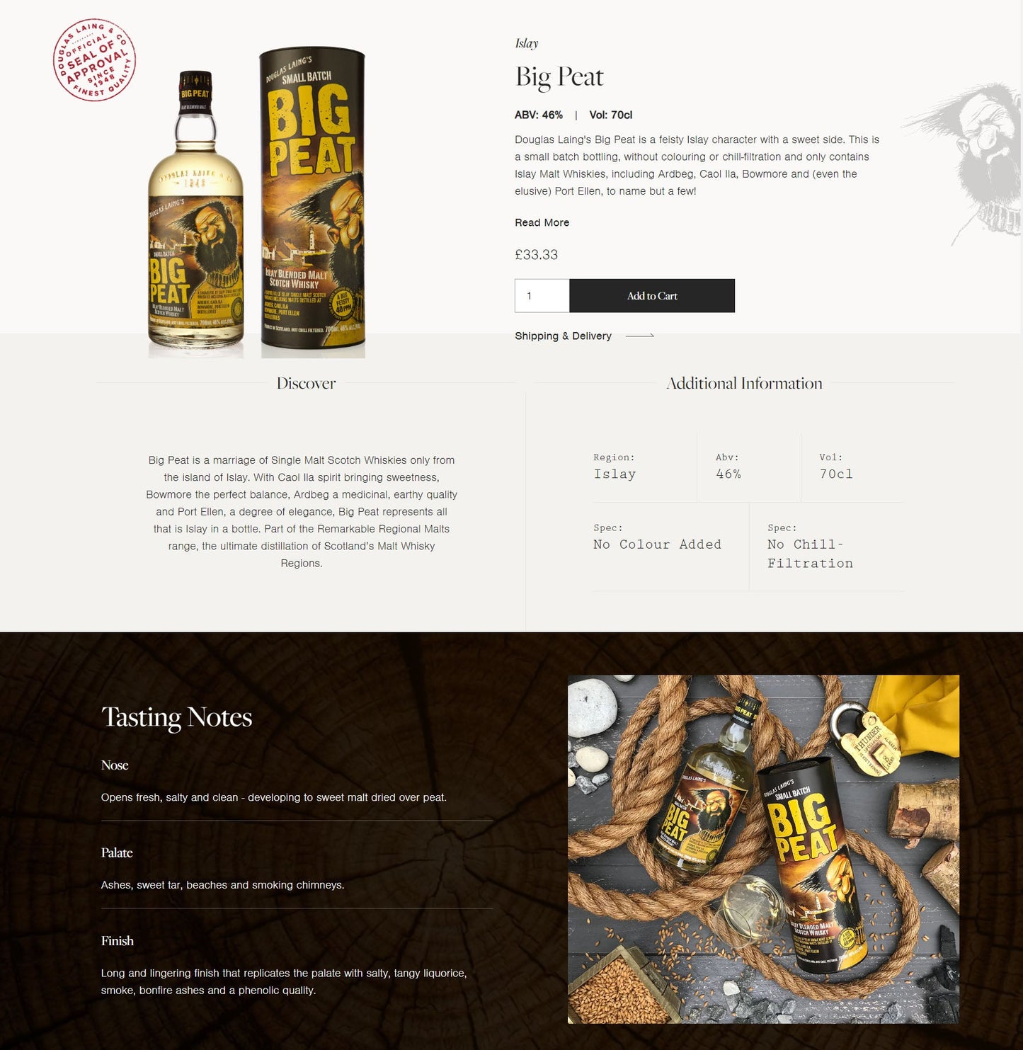 Douglas Laing's Big Peat Islay Blended Malt Scotch Whisky ABV 46% Vol 700ml / 70cl With Gift Box