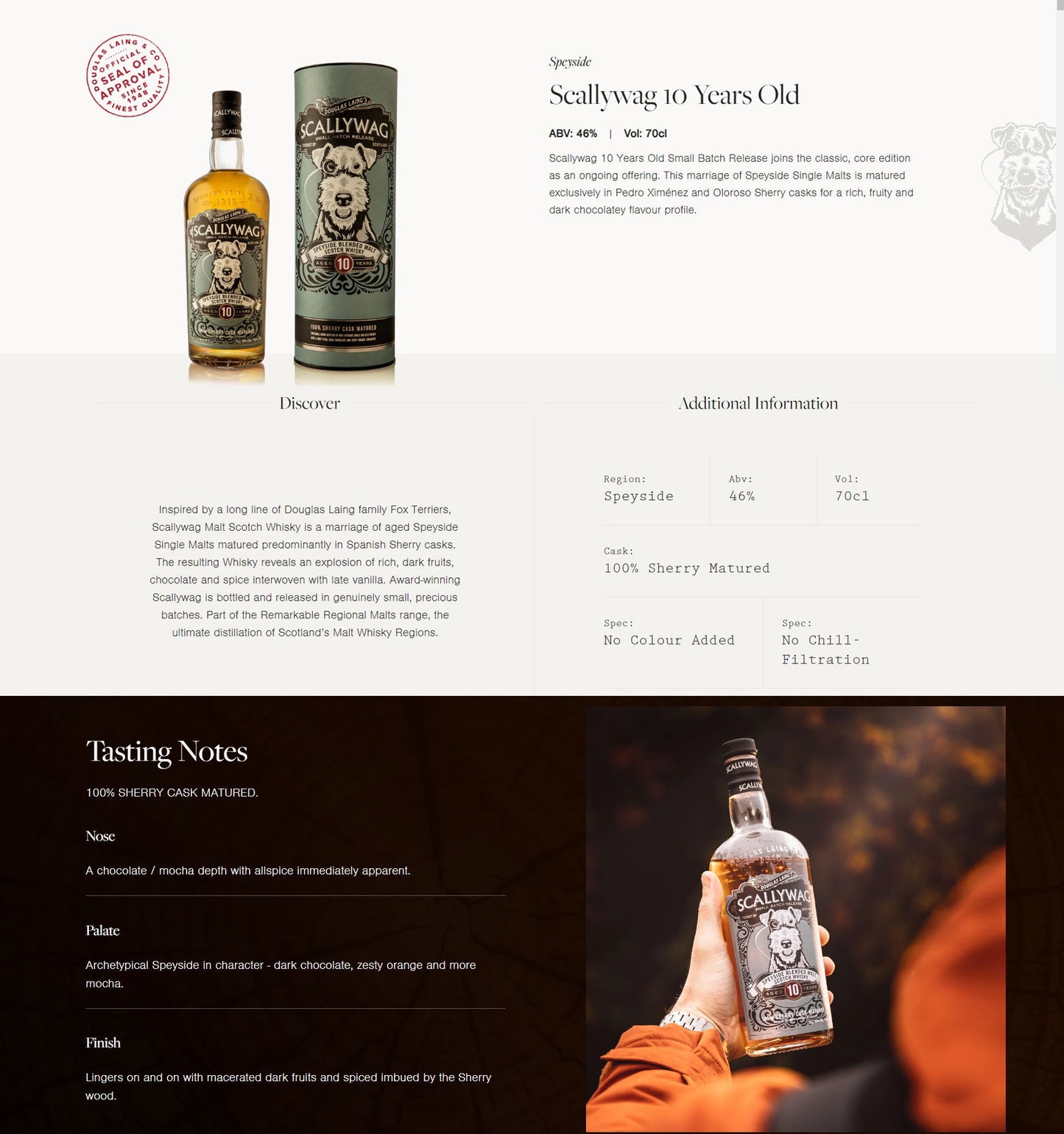 Douglas Laing's Scallywag 10 Years Old Speyside Blended Malt Scotch Whisky ABV 46% Vol 700ml / 70cl With Gift Box