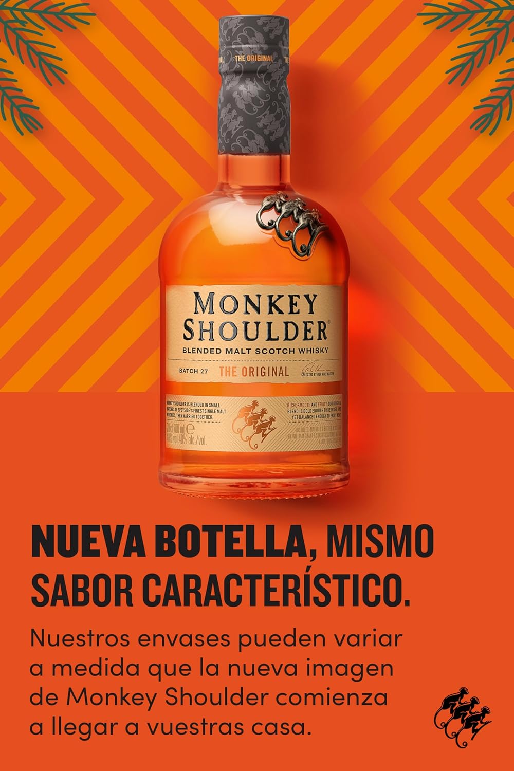 Monkey Shoulder Blended Malt Whisky ABV 40% Vol 700ml / 70cl x 6 bottles (Bundle) (Both new and old designs are available; you may receive either design.)