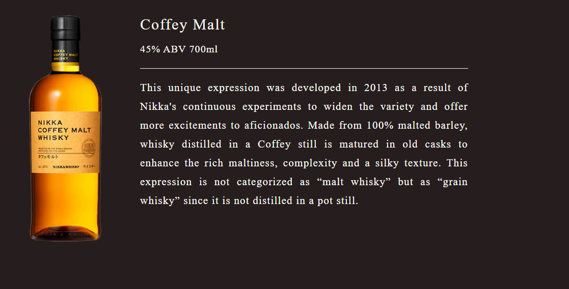 Nikka Coffey Malt ABV 45% Vol 70cl / 700ml