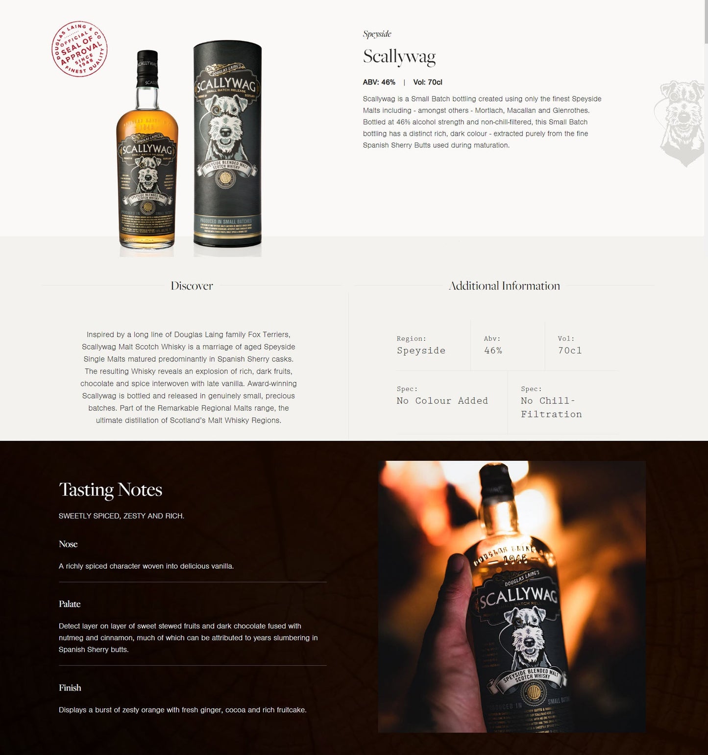 Douglas Laing's Scallywag Speyside Blended Malt Scotch Whisky ABV 46% Vol 700ml / 70cl (With Gift Box)