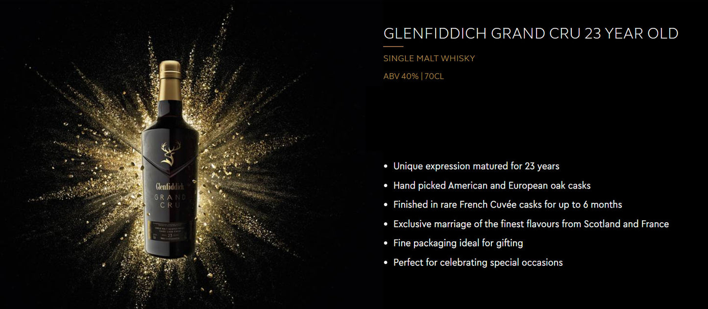 Glenfiddich Grand Cru 23 Years Old Cuvee Cask Finish Single Malt Scotch Whisky ABV 40% Vol 75cl / 750ml