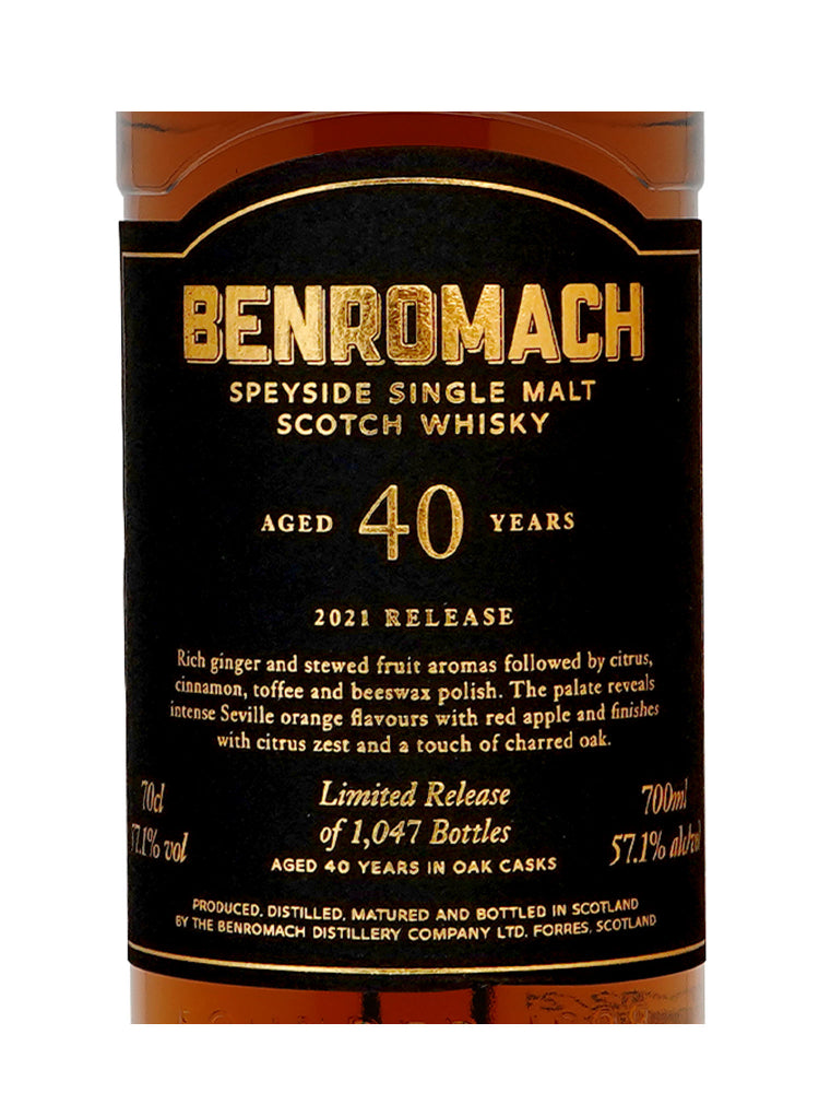 Benromach 40 Year Old 2021 Release Speyside Single Malt Scotch Whisky ABV 57.1% Vol 700ml / 70cl with Gift Box