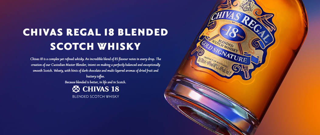 Chivas 18 Year Old Gold Signature Blended Scotch Whisky ABV 40% 100cl/1000ml/1L with Gift Box