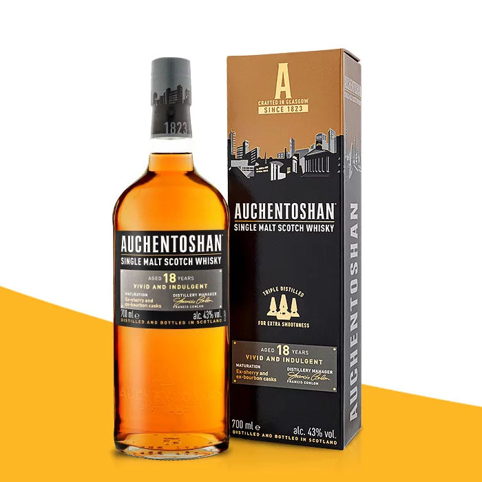 Auchentoshan 18 Year Old Ex-Sherry and Ex-Bourbon Casks Lowland Single Malt Scotch Whisky ABV 40% Vol 700ml / 70cl with Gift Box