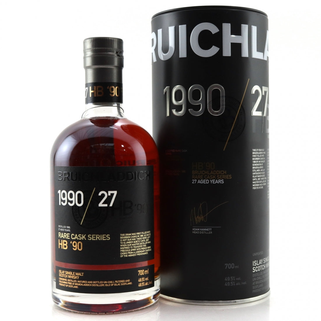 Bruichladdich 1990 Rare Cask Series 27 Year Old / HB '90 Islay Single Malt Scotch Whisky ABV 49.5% Vol 70cl / 700ml
