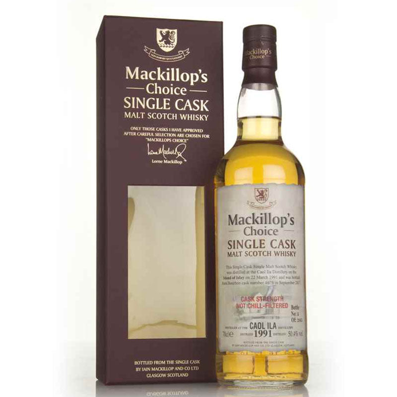 Caol Ila Distillery 22 March 1991 Distilled September 2017 Bottled 26 Year Old Mackillop's Choice Bourbon Cask #4678 Cask Strength Single Cask Single Malt Island of Islay Scotch Whisky ABV 50.4% Vol 700ml / 70cl (Pre-Order 7 Days)