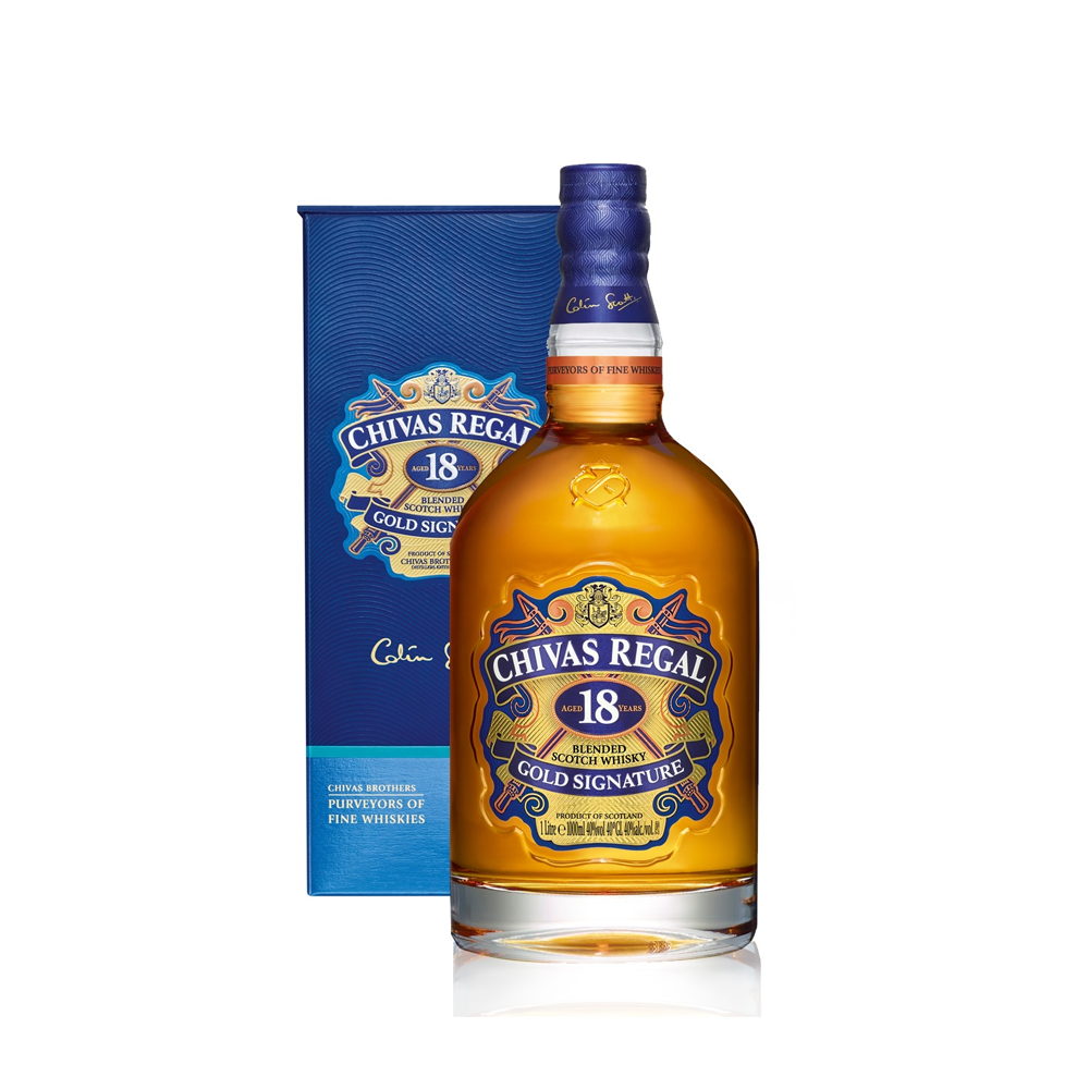 Chivas Regal 18 Year Old Gold Signature Blended Scotch Whisky ABV 40% 100cl/1000ml/1L with Gift Box
