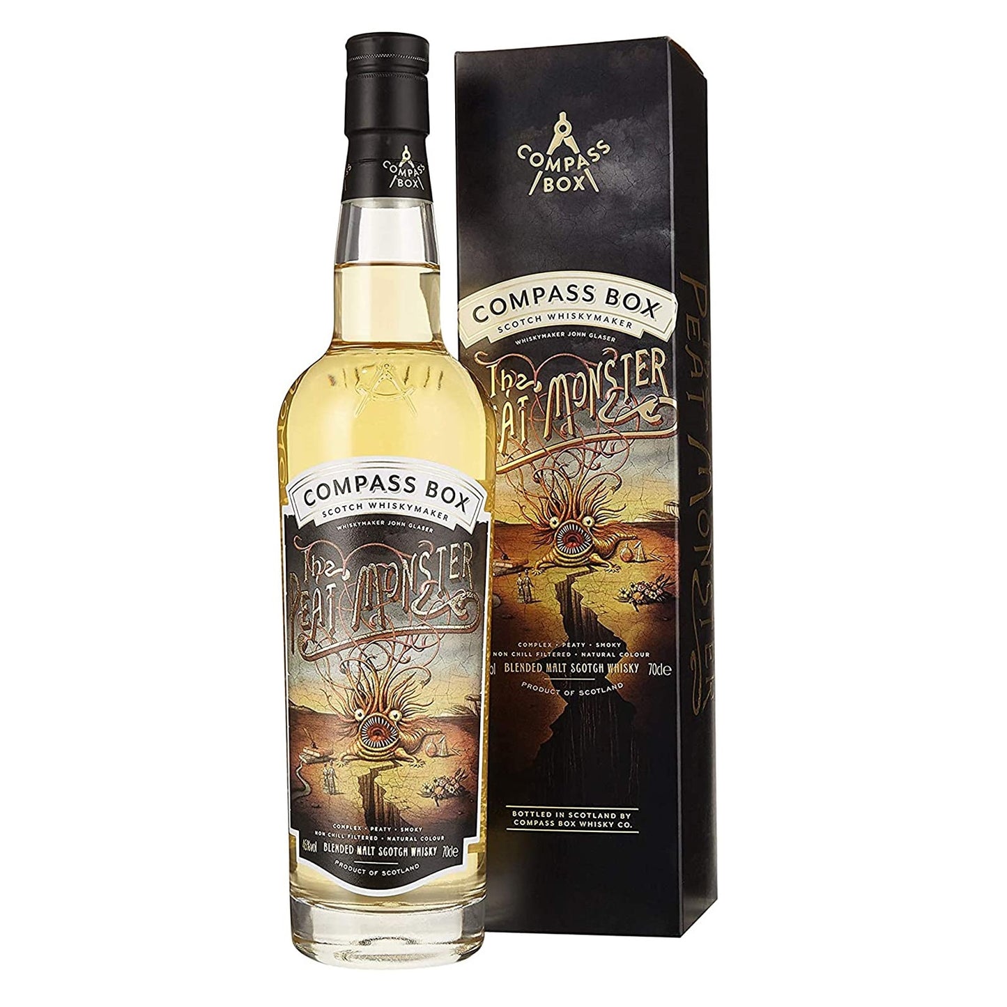 Compass Box Scotch WhiskyMaker The Peat Monster Complex Peaty Smoky Non Chill-Filtered Natural Colour Blended Malt Scotch Whisky ABV 46% 70cl / 700ml with Gift Box