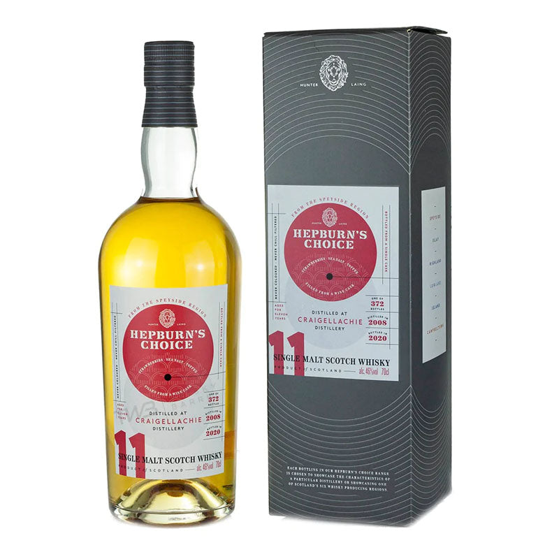 Craigellachie Distillery 2008 11 Year Old Hepburn's Choice (New) Cask Wine Finished Speyside Single Malt Scotch Whisky ABV 46% Vol 700ml / 70cl with Gift Box (Pre-Order 7 Days)