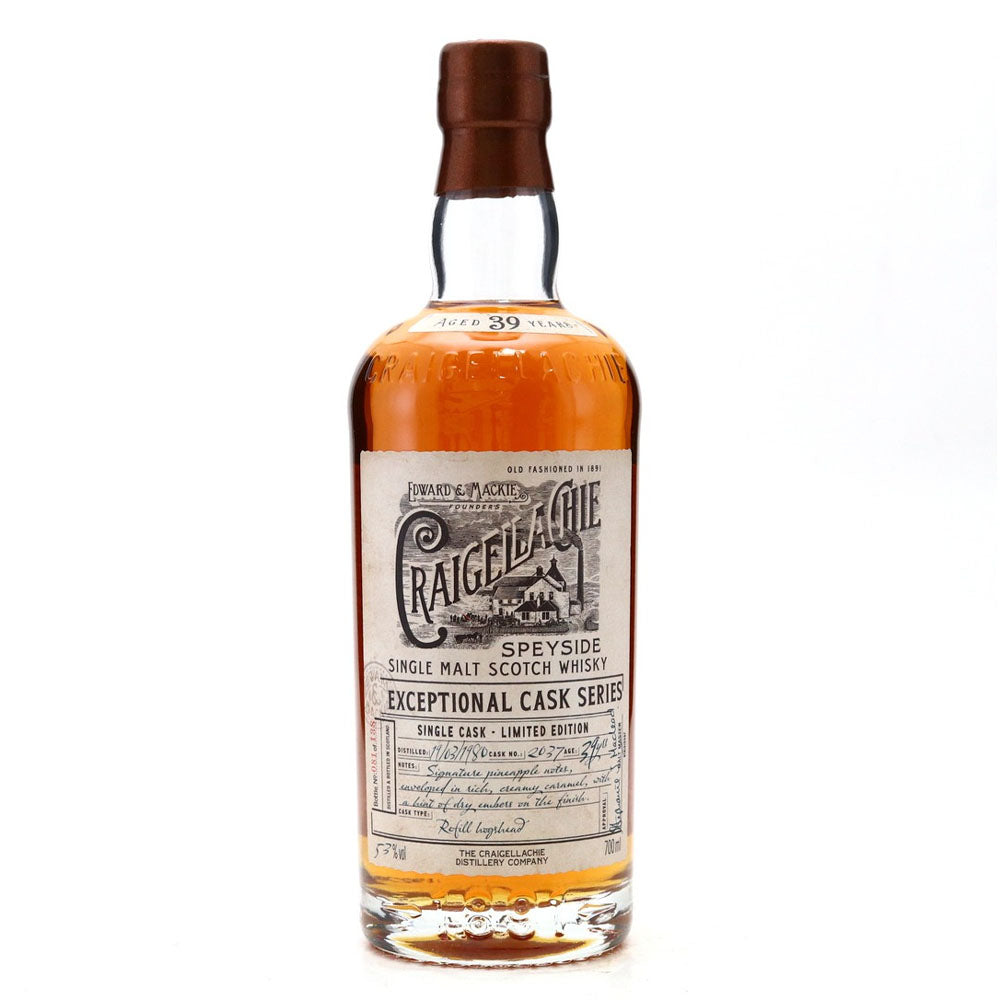 Craigellachie 39 Year Old 1980 (Cask 2037) - Exceptional Cask Series Single Cask Limited Edition Speyside Single Malt Scotch Whisky ABV 53% Vol 70cl / 700ml