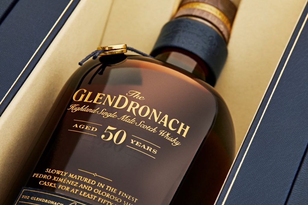 The Glendronach 50 Year Old Slowly Matured in the finest Pedro Ximenez and Oloroso Sherry Casks for at least Fifty Years Highland Single Malt Scotch Whisky ABV 43.8% Vol 70cl / 700ml