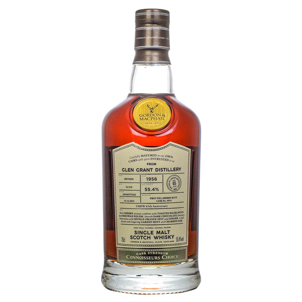 Glen Grant Distillery 65 Year Old (Gordon & MacPhail), Distilled 1956, Bottled 2021 Cask Strength Speyside Single Malt Scotch Whisky ABV 55.4% Vol 70cl / 700ml