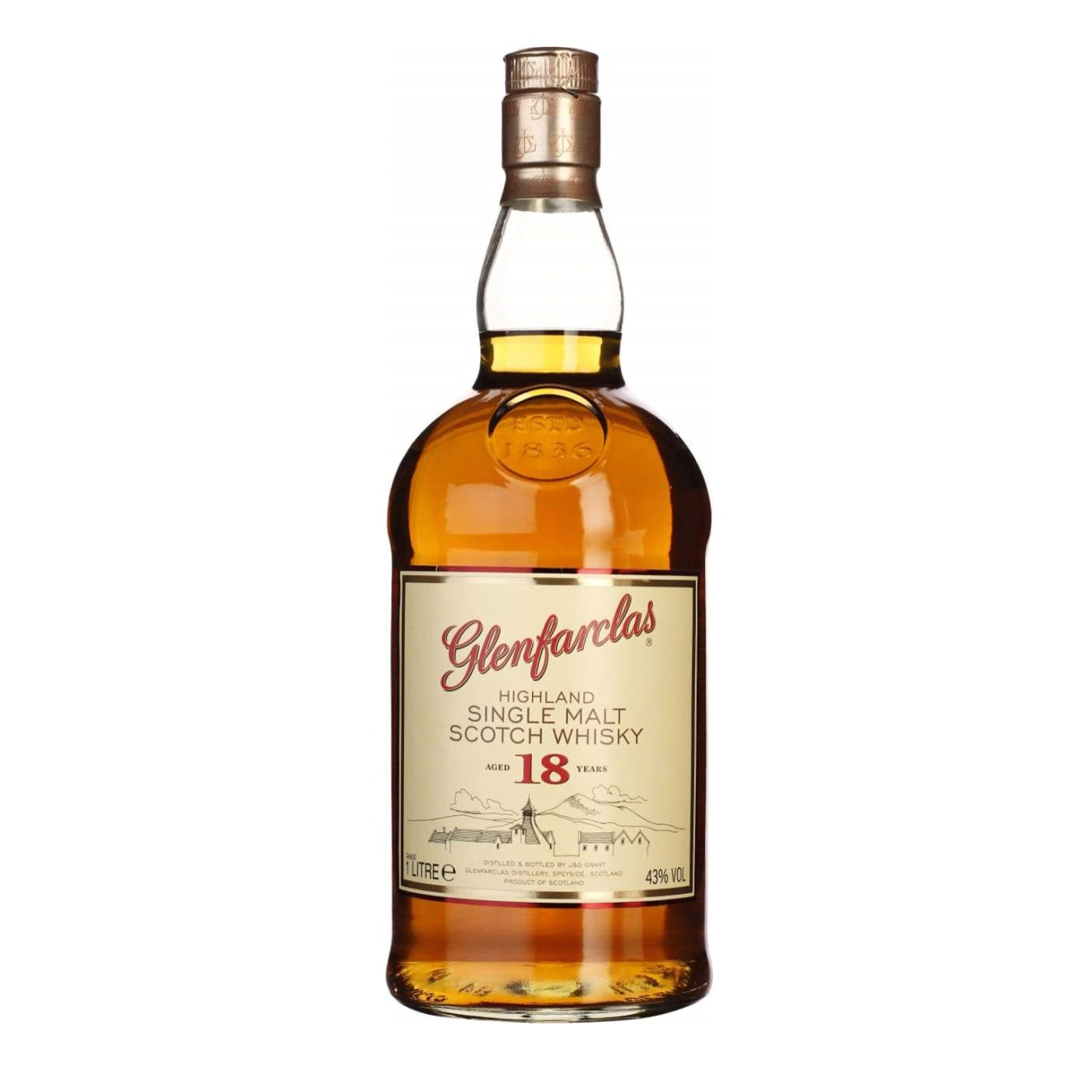 Glenfarclas 18 Year Old Highland Single Malt Scotch Whisky ABV 43% Vol 1000ml / 100cl / 1L (Discontinued)