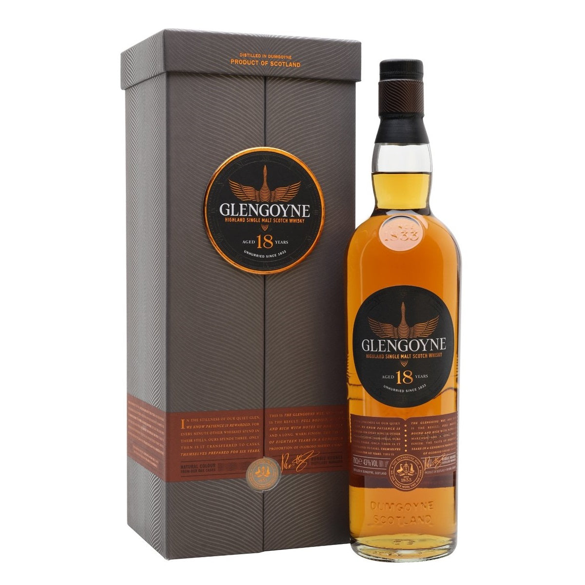 Glengoyne 18 Year Old Highland Single Malt Scotch Whisky ABV 40% 70cl / 700ml with Gift Box
