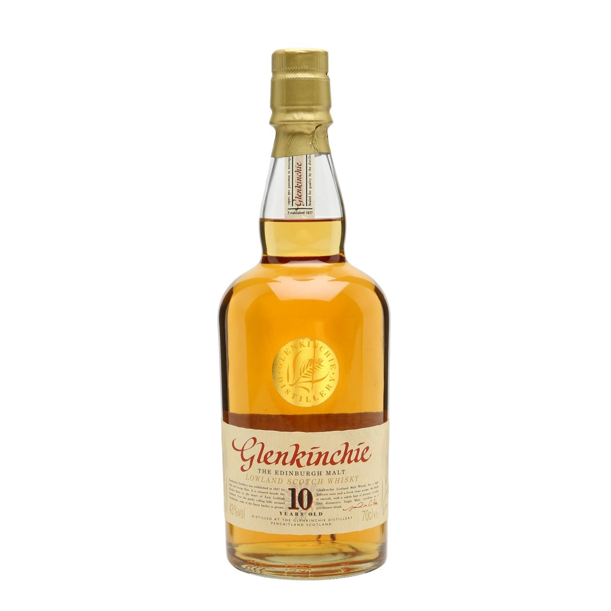 Glenkinchie Distillery 10 Year Old (Discontinued in 2007) The Edinburgh Malt Lowland Single Malt Scotch Whisky ABV 43% Vol 700ml / 70cl