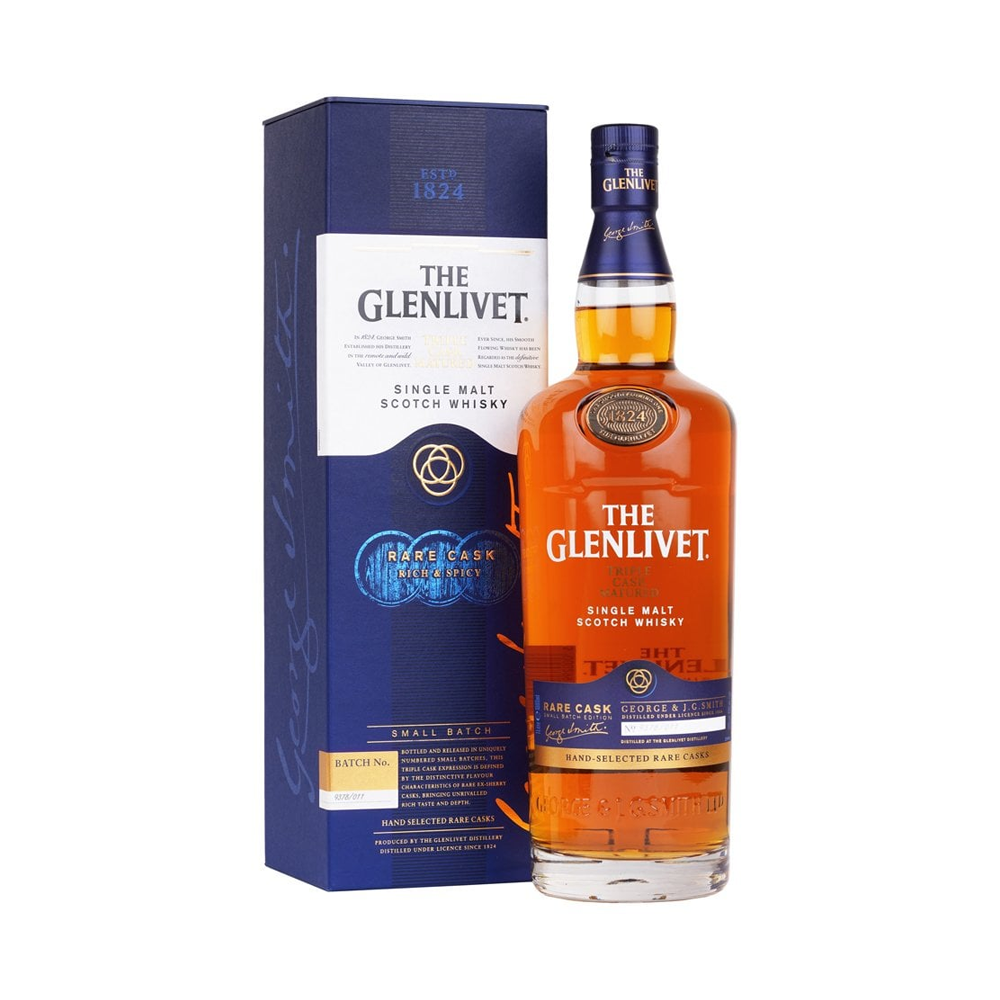 The Glenlivet Rare Cask Rich & Spicy Small Batch Triple Cask Matured Single Malt Scotch Whisky ABV 40% Vol 100cl / 1000ml / 1L (With Gift Box)